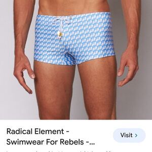 Radical Element Swim Brief  Men's Blue Hand Gestures  Size X-Small